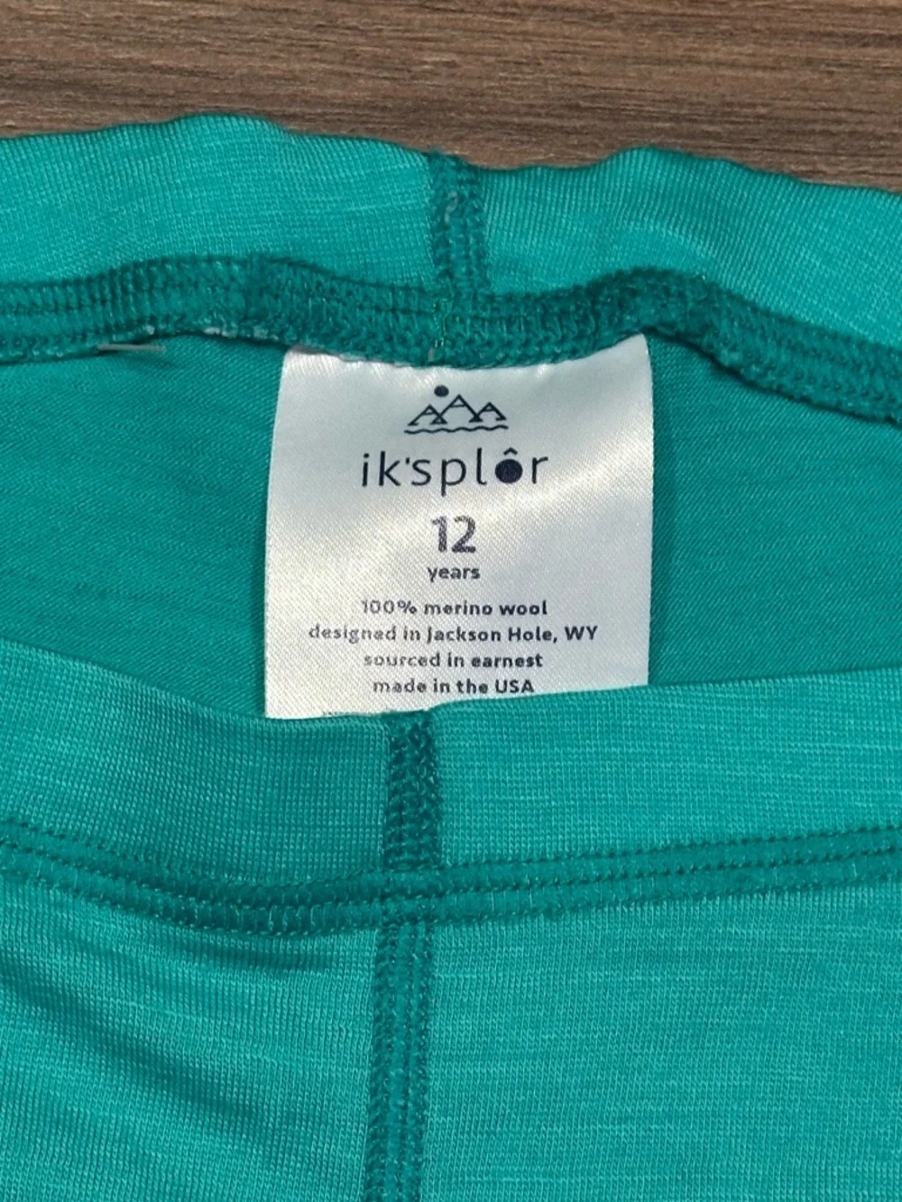 Iksplor Youth Merino Wool Baselayer Set in Teal Green Size 12